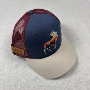 Locale Hat Cap Snap Back Mens One Size Blue Trucker Mesh Glacier Moose NWT